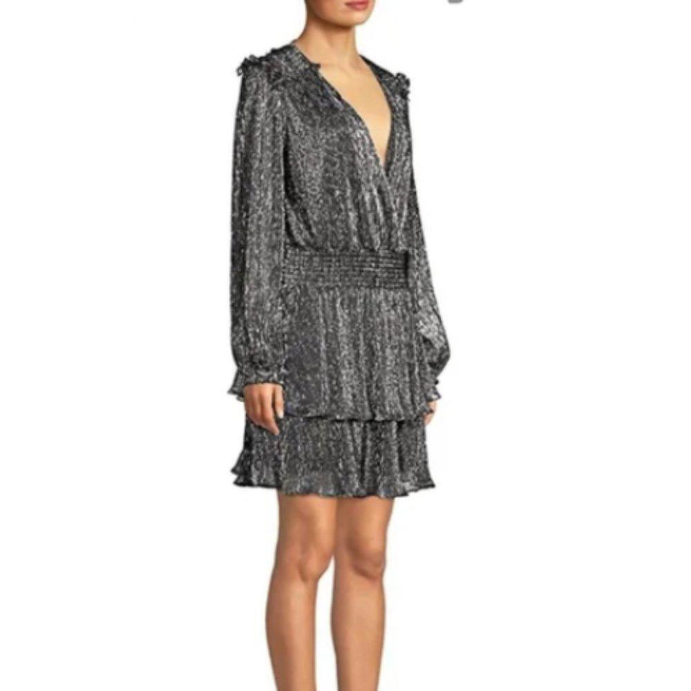 PARKER "Brianna" Dress in Metallic Jersey. Size: S